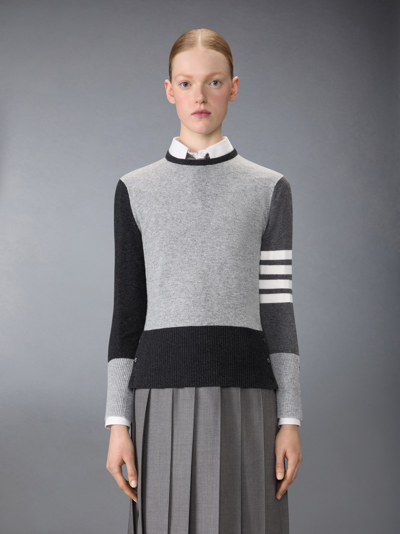 Thom Browne FUNMIX CASHMERE 4-BAR CLASSIC PULLOVER outlook