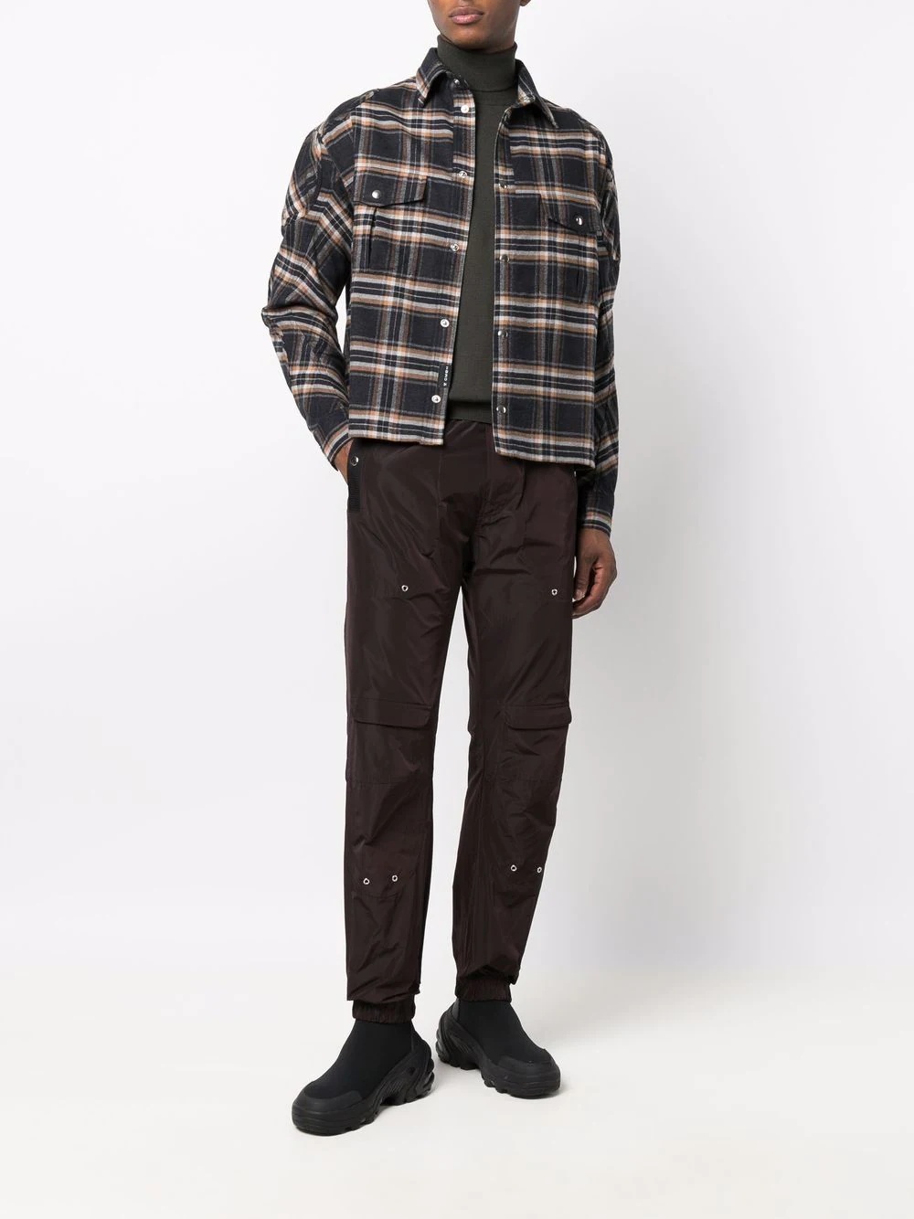check-print button-up shirt - 2