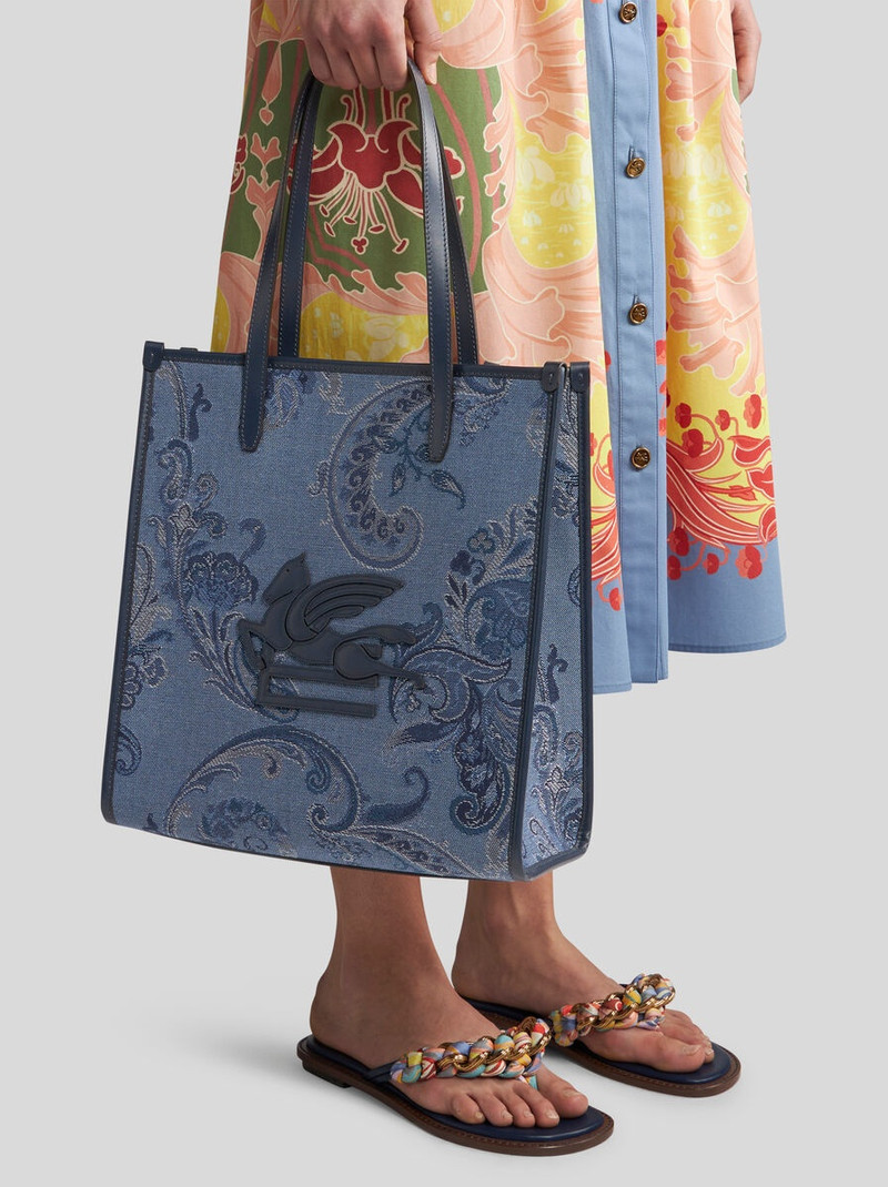 Etro MEDIUM DENIM JACQUARD LOVE TROTTER BAG outlook