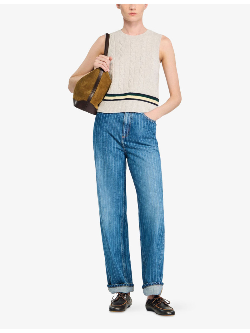 Sandro Wide-Leg Stripe Denim Jeans outlook