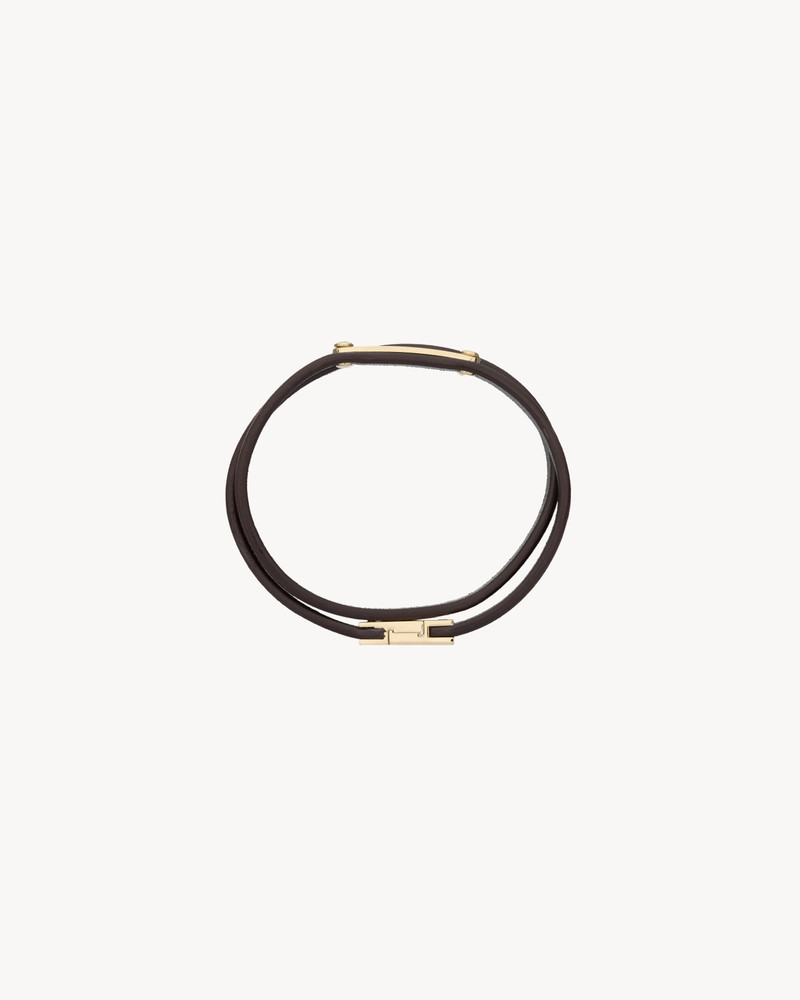 SAINT LAURENT DOUBLE-WRAP BRACELET IN LEATHER AND METAL outlook