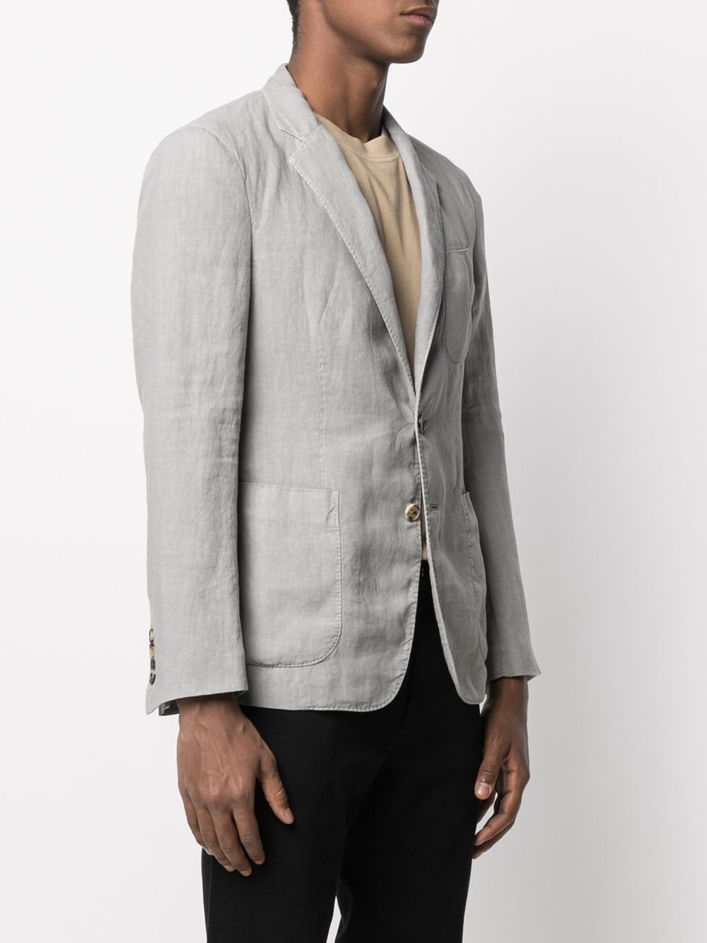 notched-lapels single-breasted blazer - 3