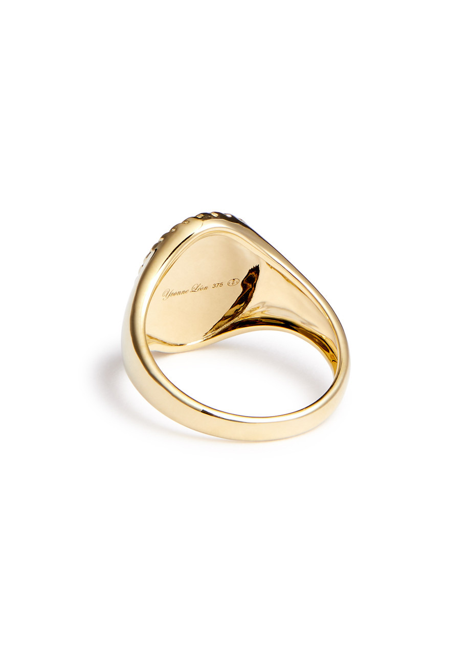 Chevaliere Ovale Nacre 9kt gold signet ring - 3