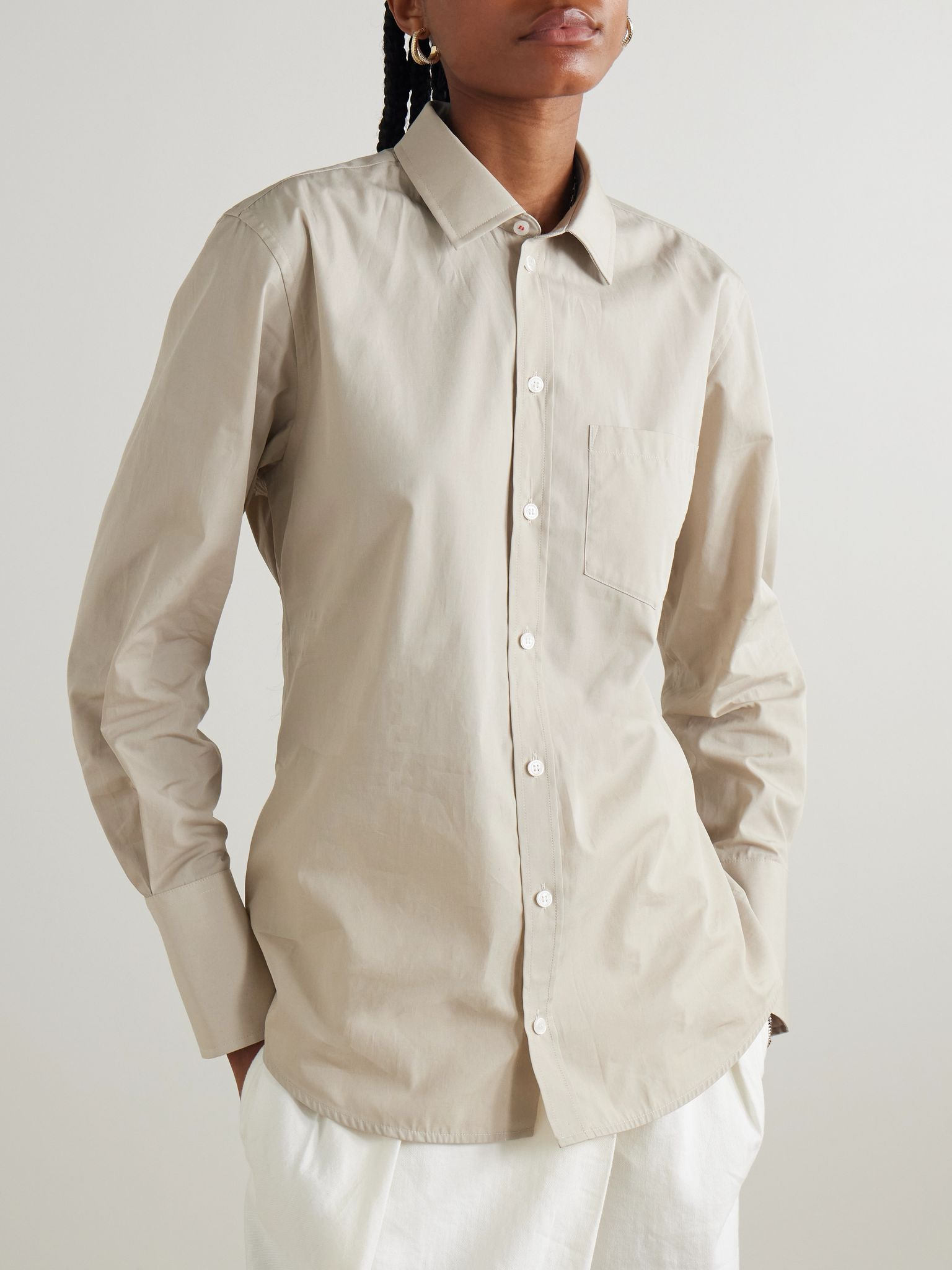 Cotton-poplin shirt Beige - 3
