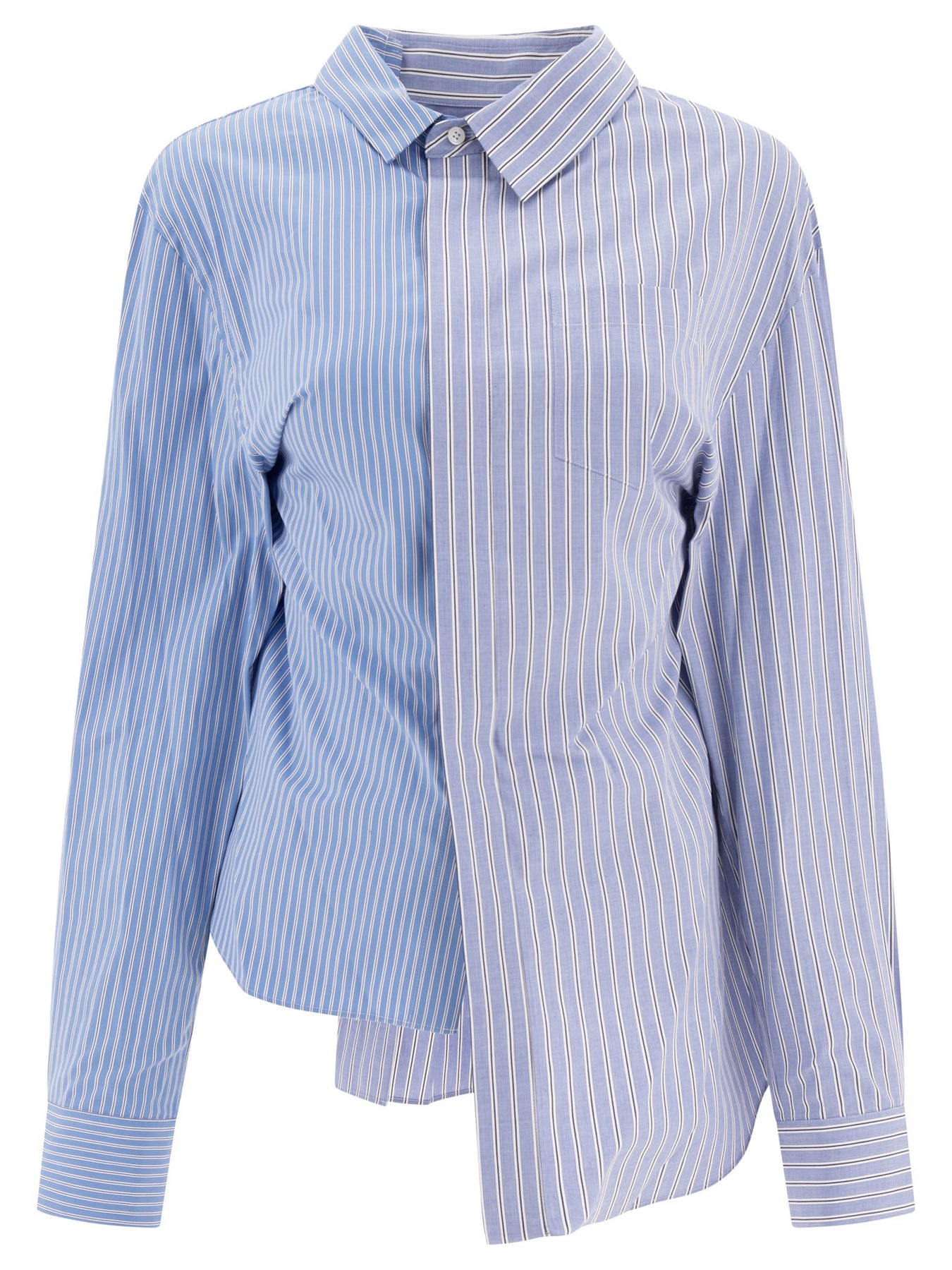 Poplin Asymmetrical Shirt Shirts Light Blue - 1