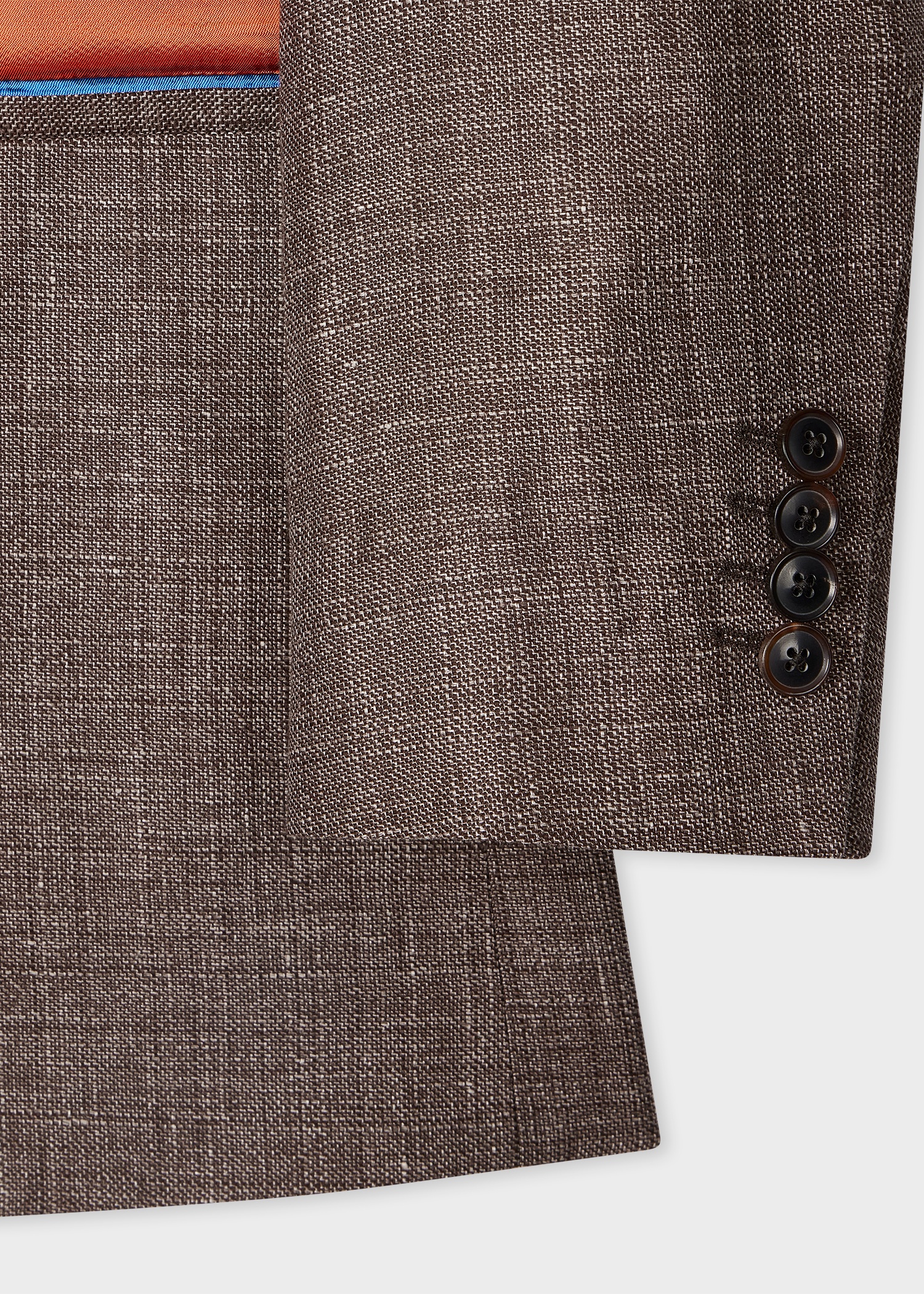 Brown Linen-Wool Buggy-Lined Blazer - 3