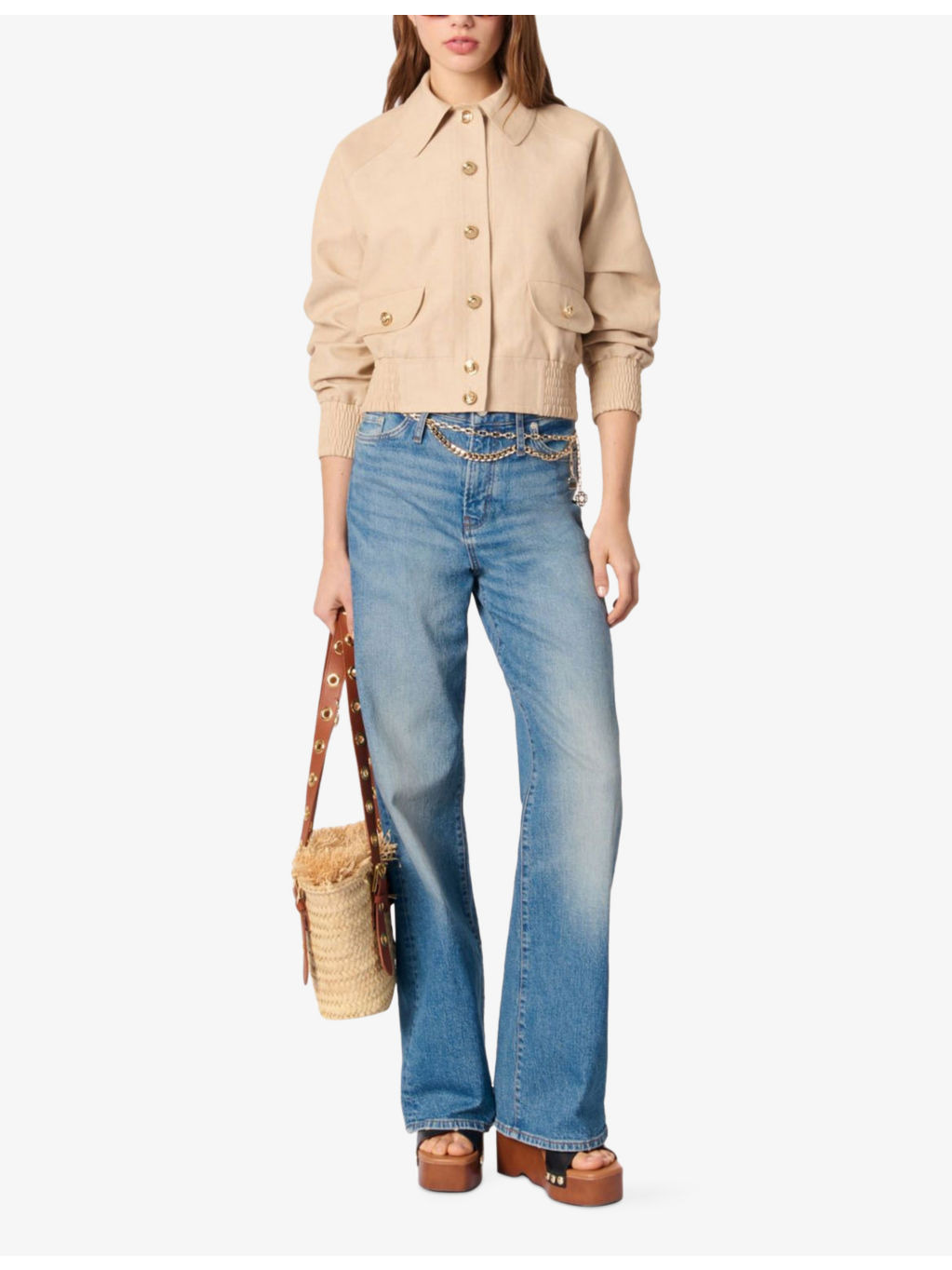 Cropped Linen and Cotton-Blend Woven Bomber Jacket - 2