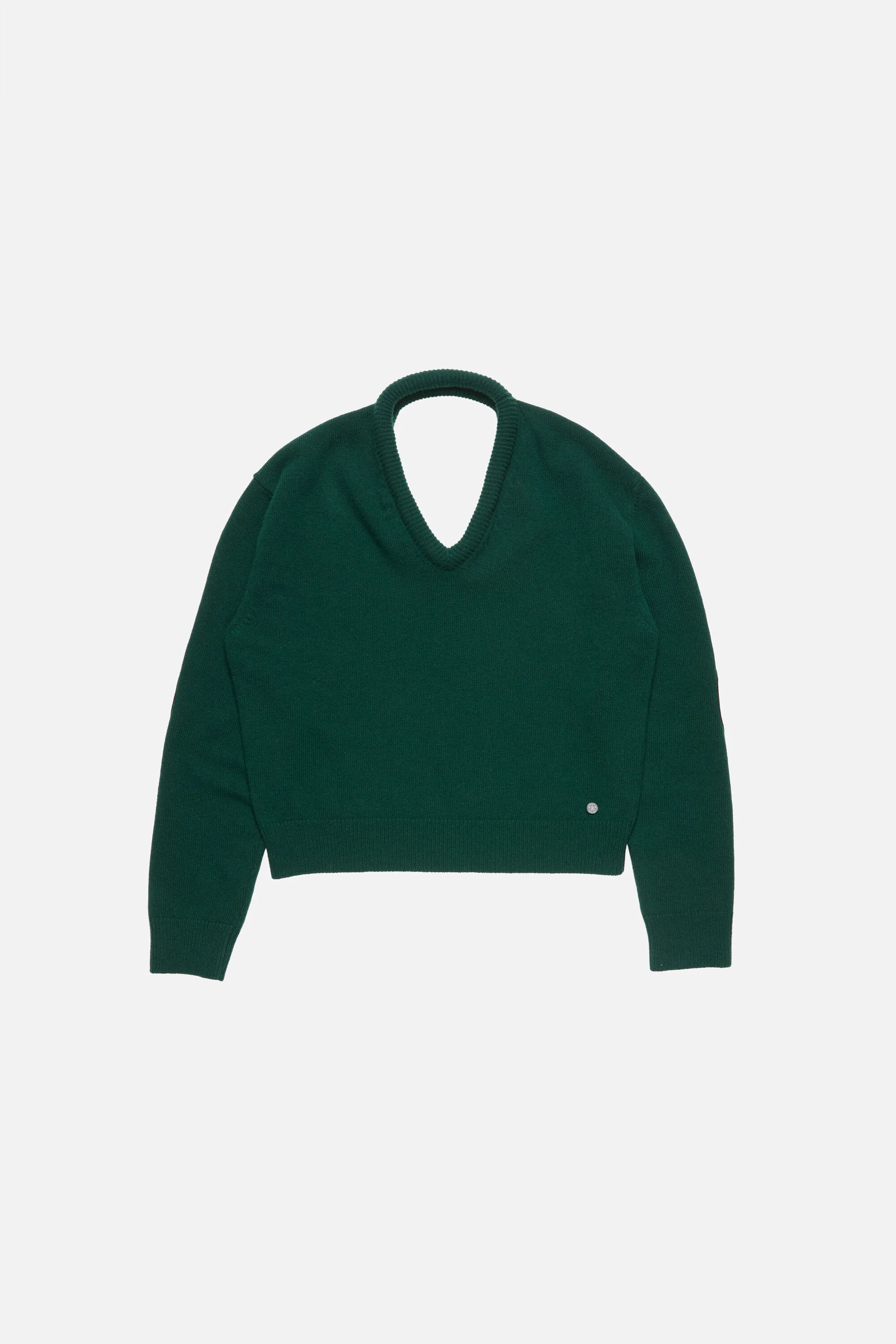 Wool knit with cut-out - Dark green - 1