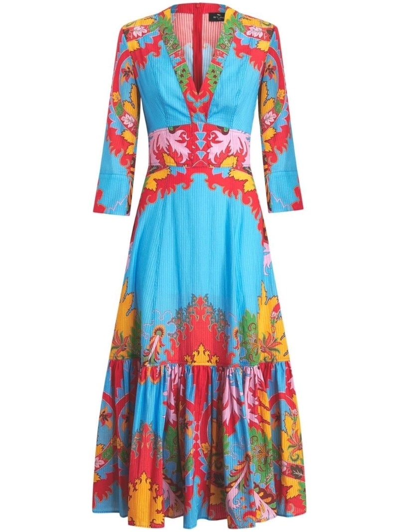 paisley-print flared midi dress - 1