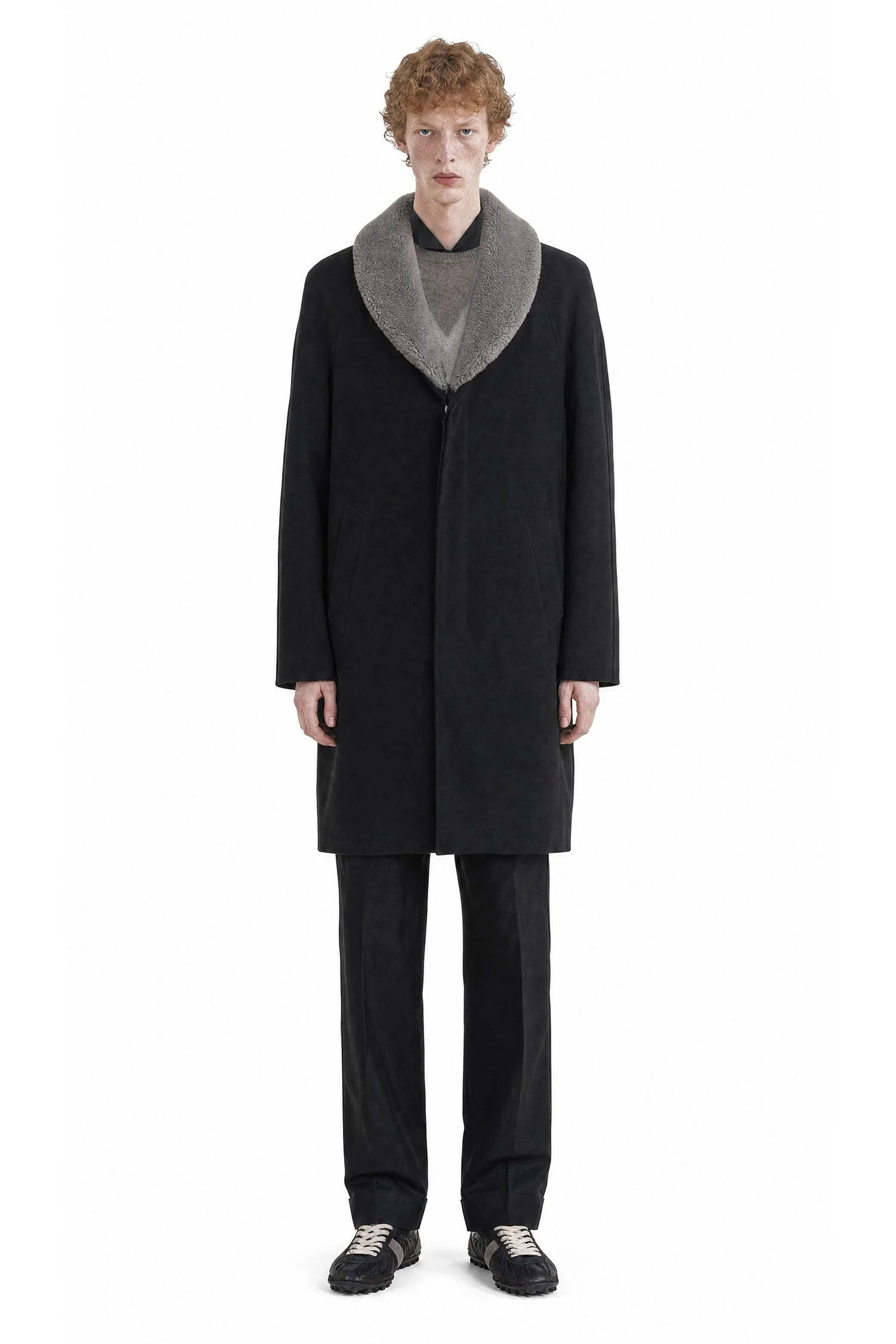 Shearling Collar Coat - 1
