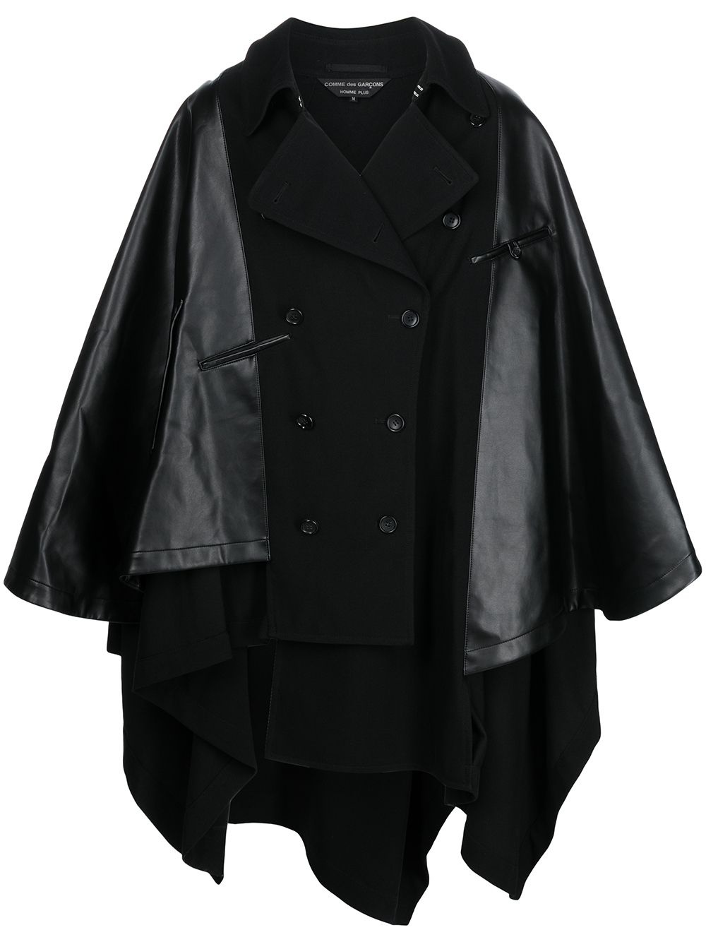 cape-style contrast double-breasted coat - 1