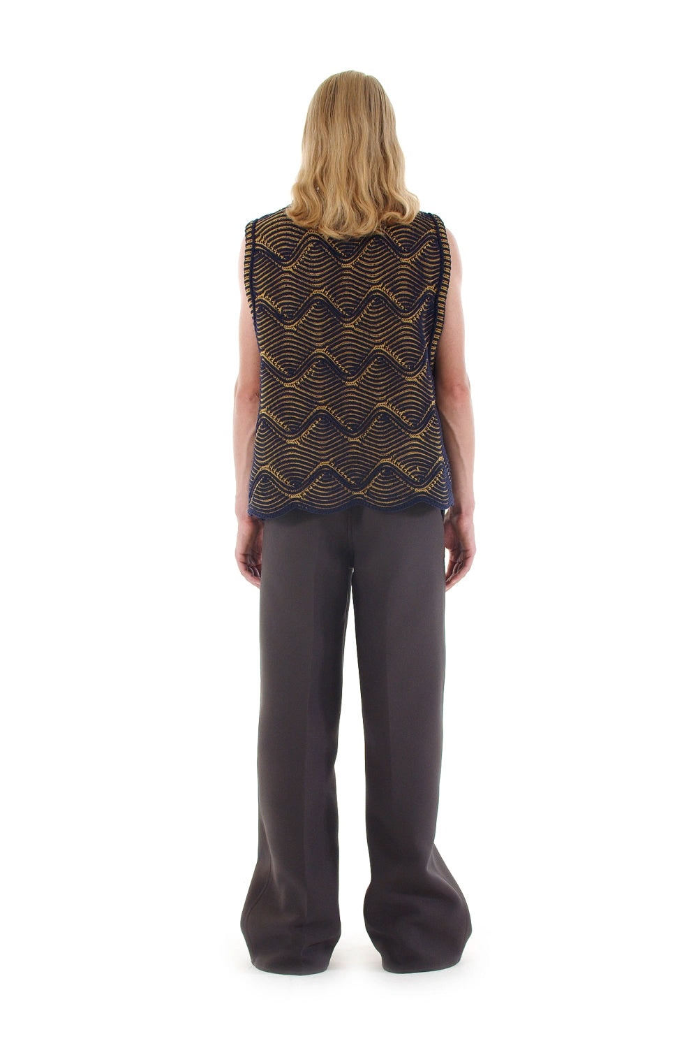 CINIGLIA TANK TOP / mustard & navy - 2