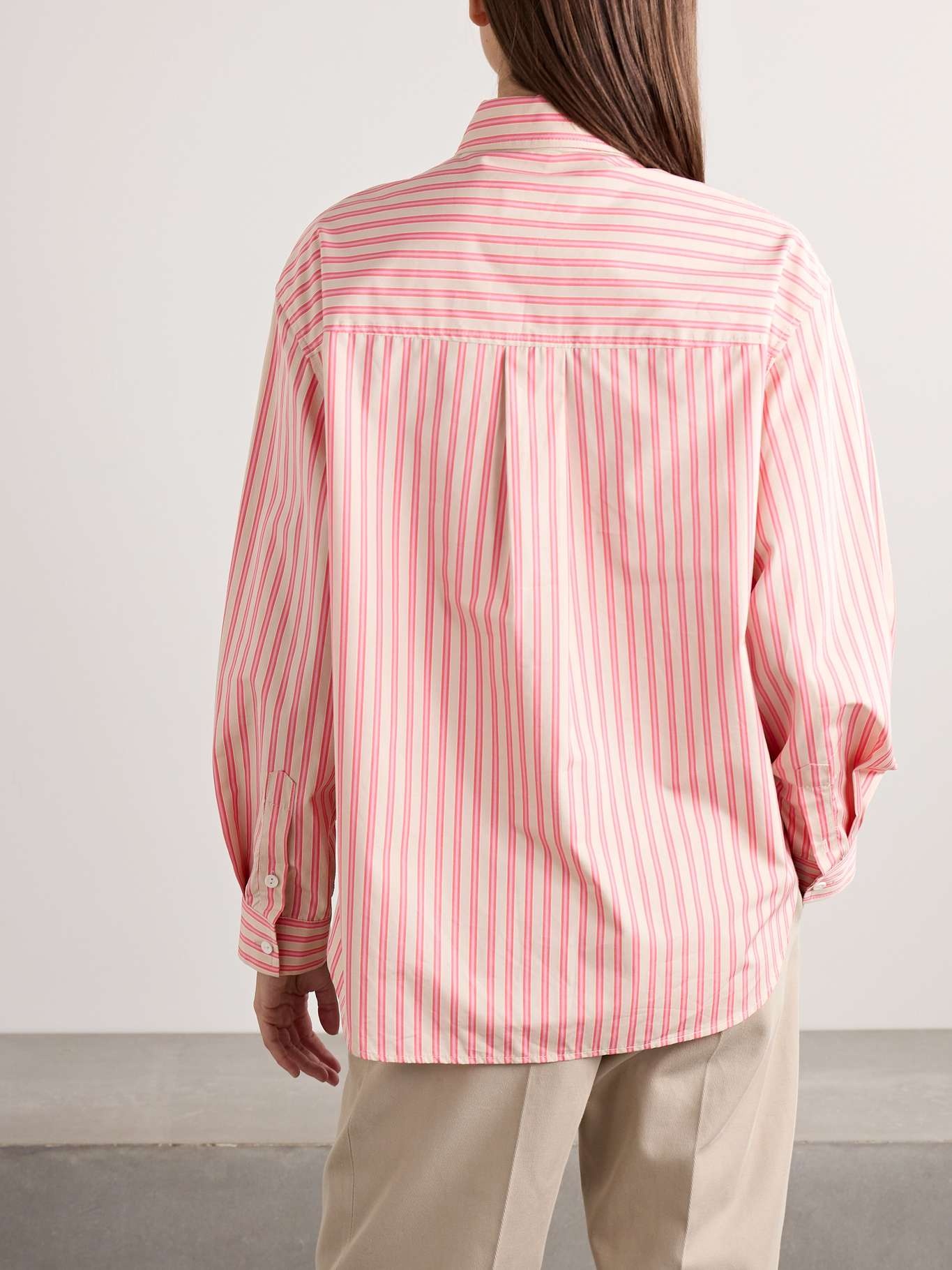 Striped organic cotton-poplin shirt Pink - 4