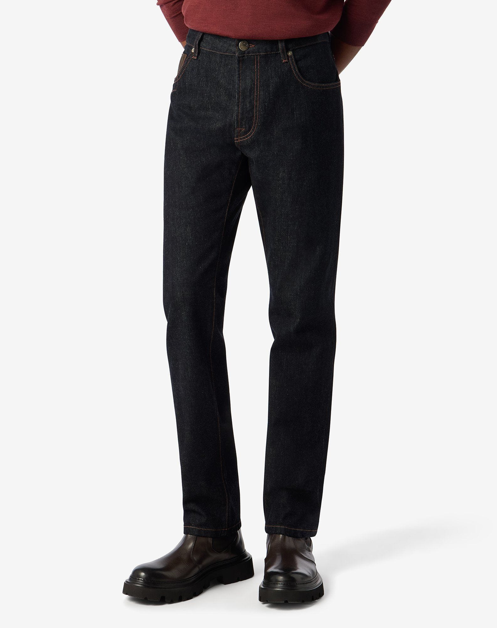 Blue stretch cotton jeans - 3