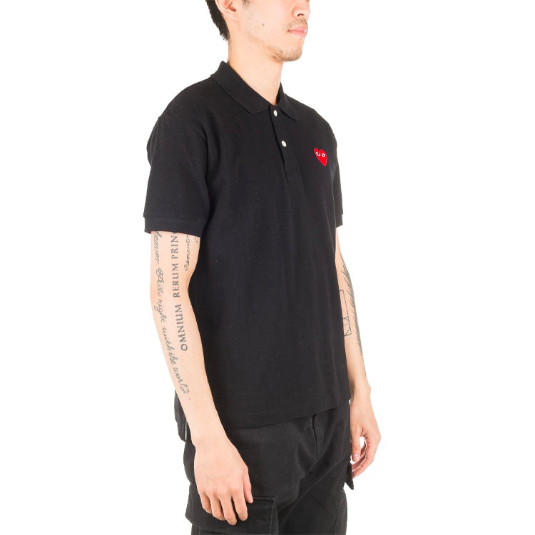 COMME des GARCONS PLAY Polo Red Emblem 'Black' AZ-T006-051-1 - 5