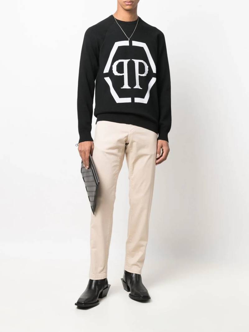 PHILIPP PLEIN Hexagon-patch slim-fit chinos outlook
