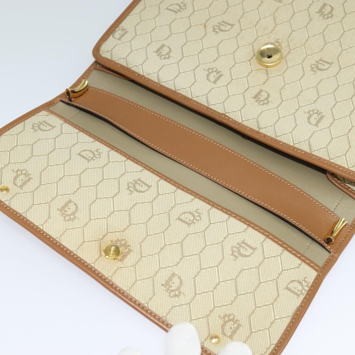 DIOR Honeycomb Canvas Hand Bag Leather Beige - 11