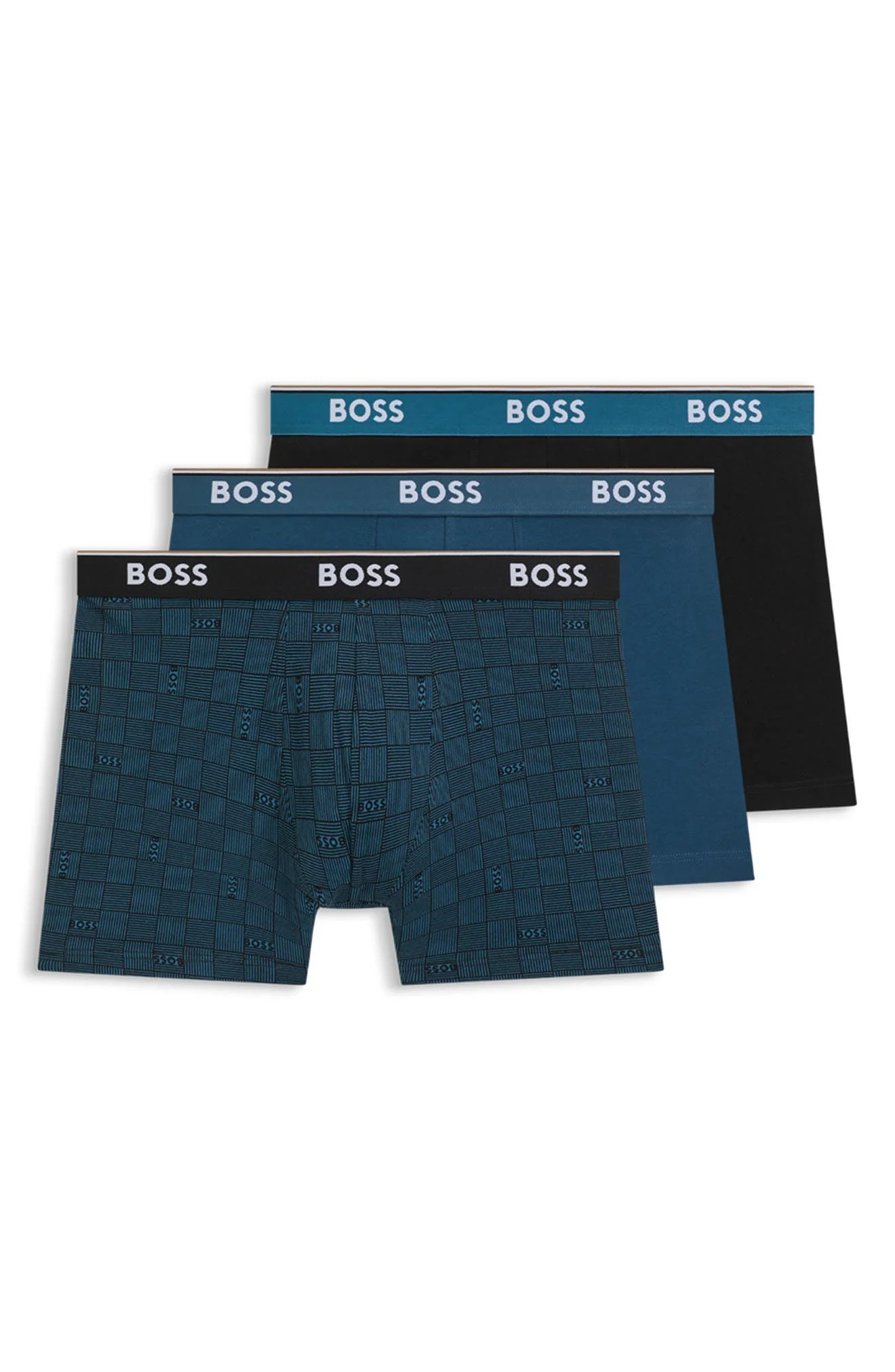 BOSS Assorted 3-Pack Power Stretch Cotton Boxer Briefs in Blue Multi at Nordstrom - 1