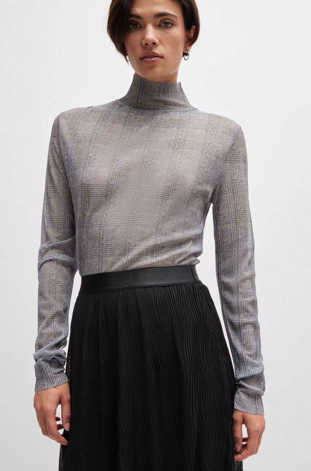 STRETCH-TULLE SKIRT WITH WAVY PLISSÉ PLEATS - 5