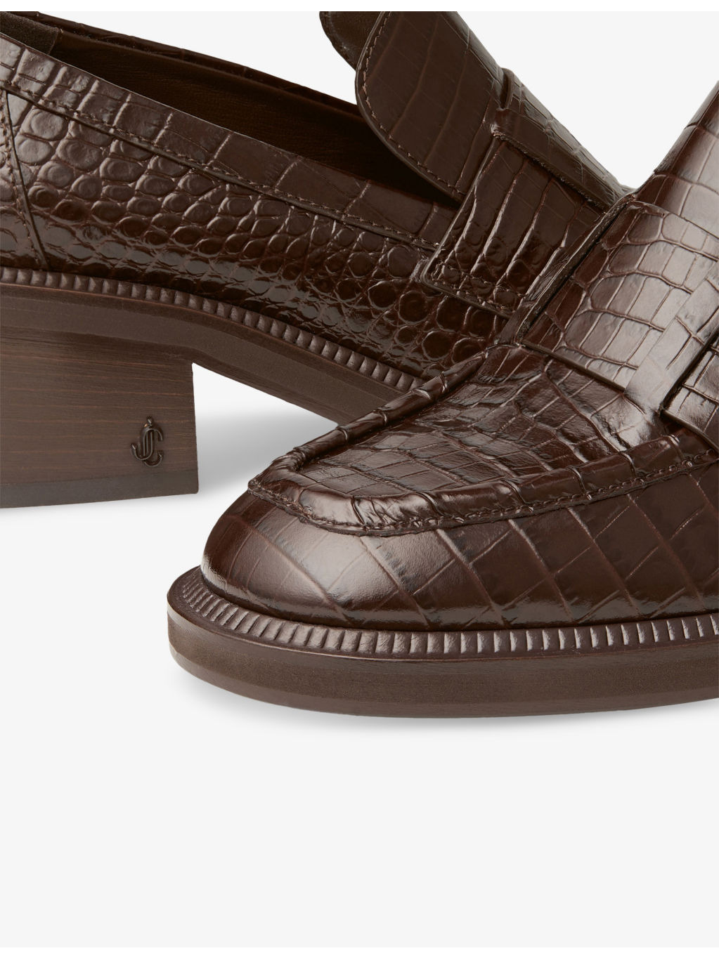 Tylor 60 Embossed Heeled Leather Loafers - 5