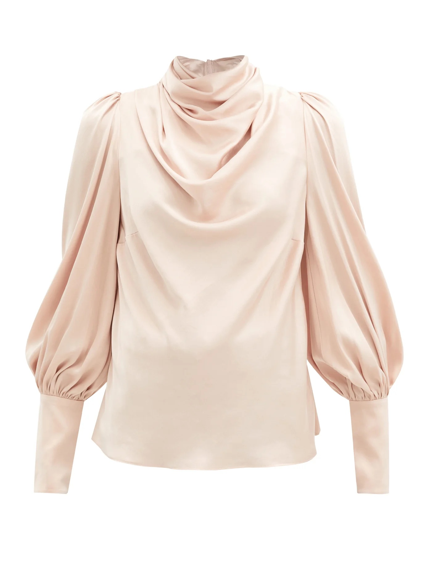 Gathered silk-blend satin blouse - 1