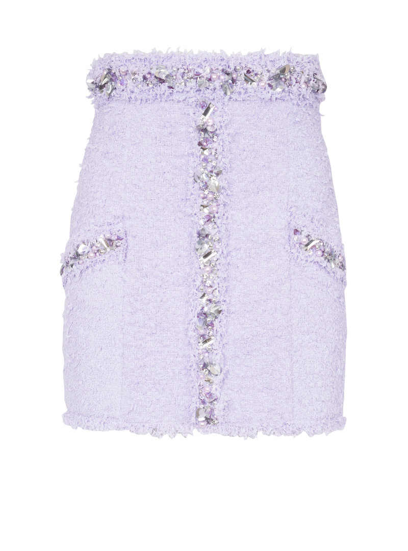 Tweed skirt with embroidered details 1