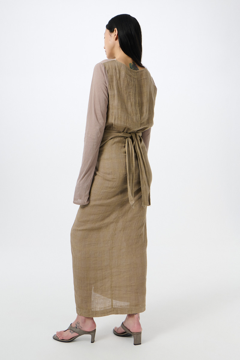 Twisted Dress Vacay Check Gauze Linen 4