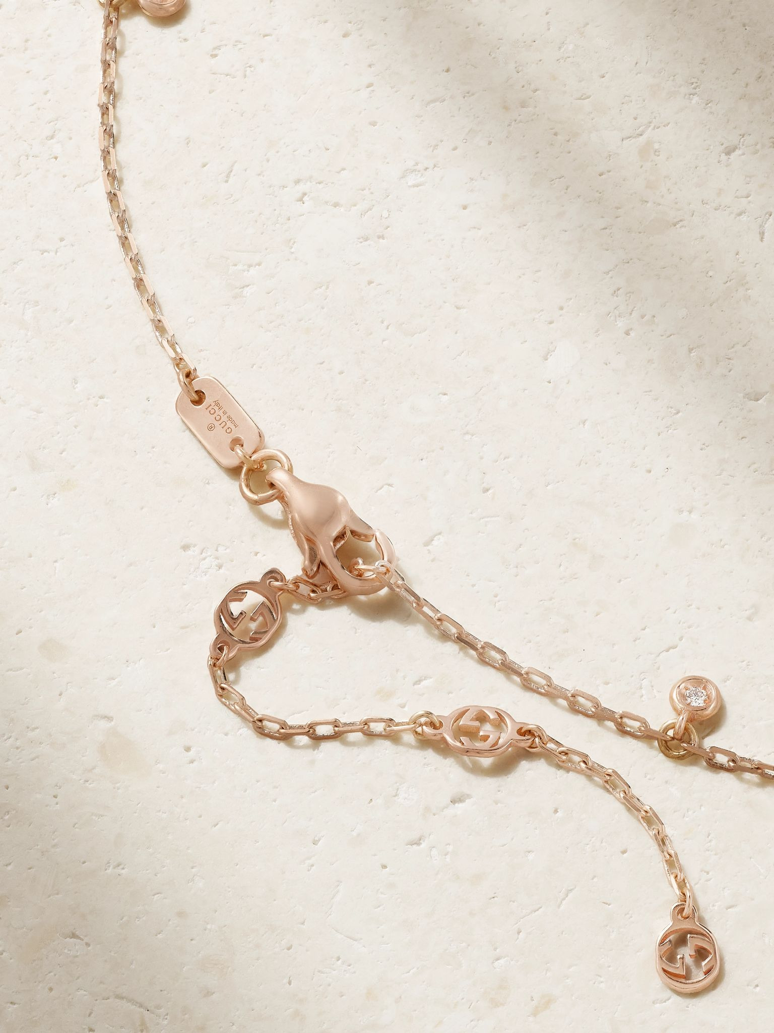 Interlocking G 18-karat rose gold diamond necklace Gold - 3