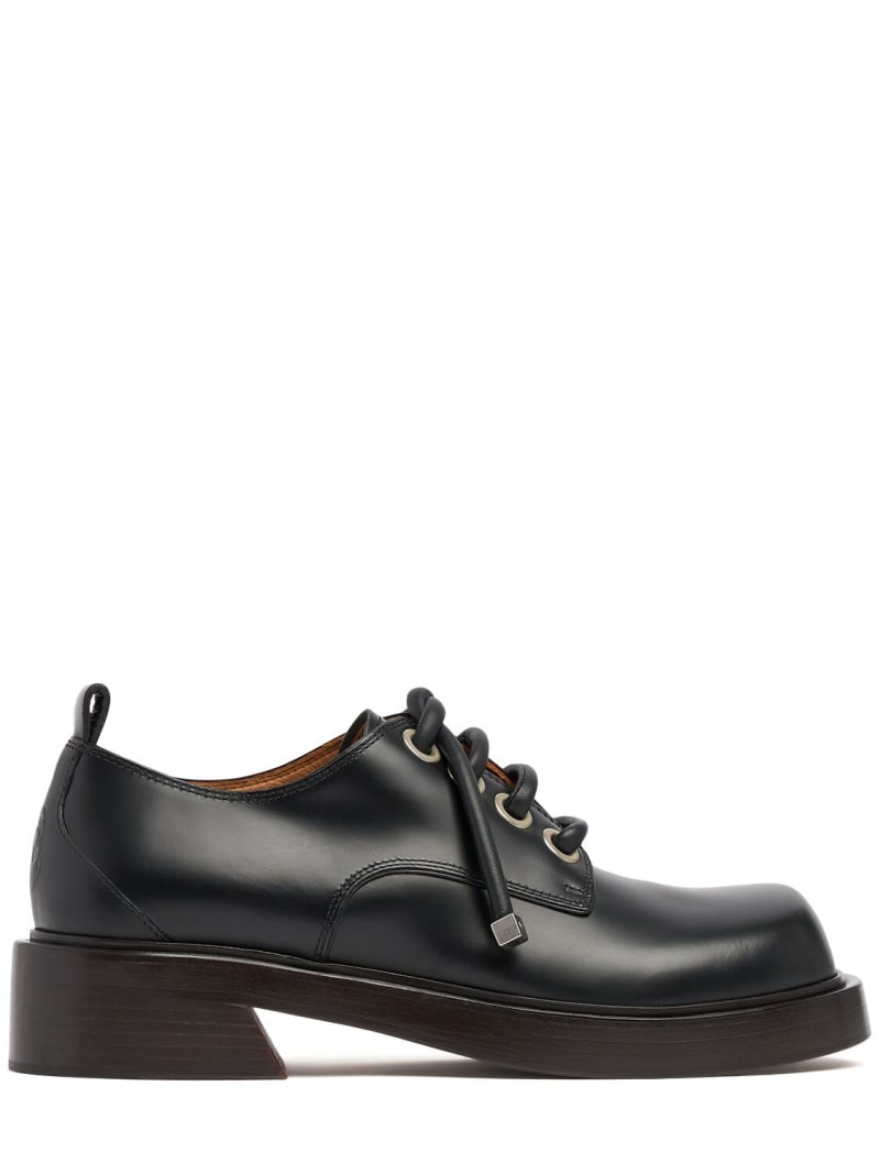 Squared toe leather lace-up shoes - 1