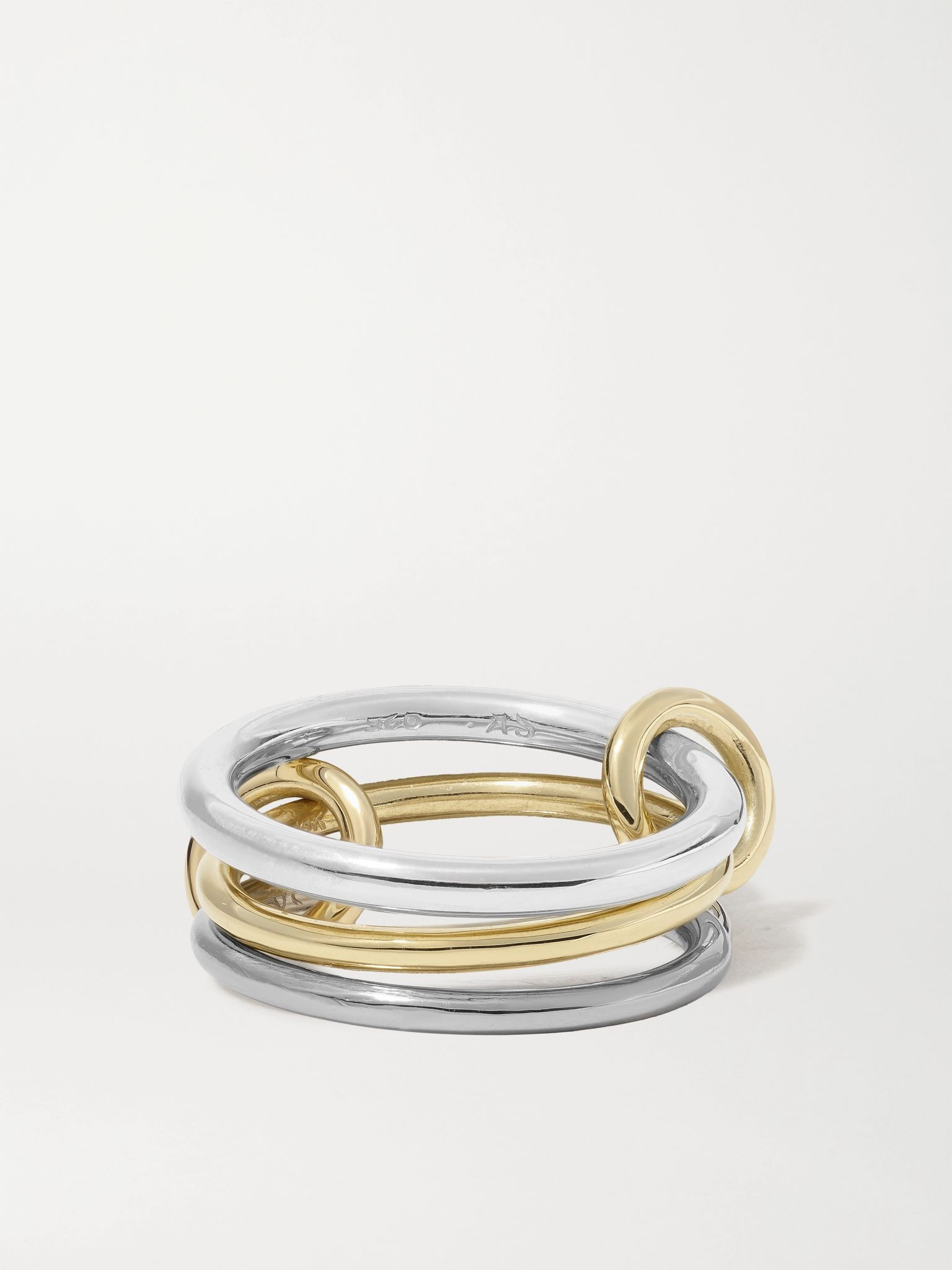 Fauna set of three 18-karat yellow, blackened gold and sterling silver rings Gold - 3