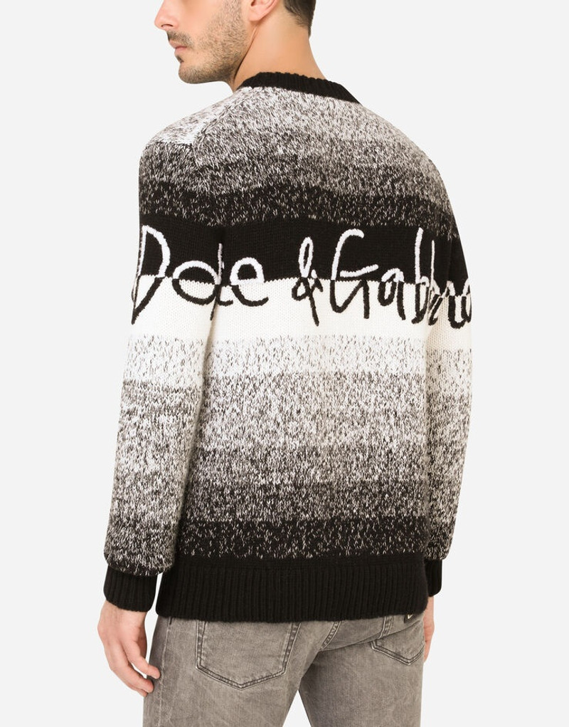 Wool round-neck sweater with Dolce&Gabbana embroidery 4