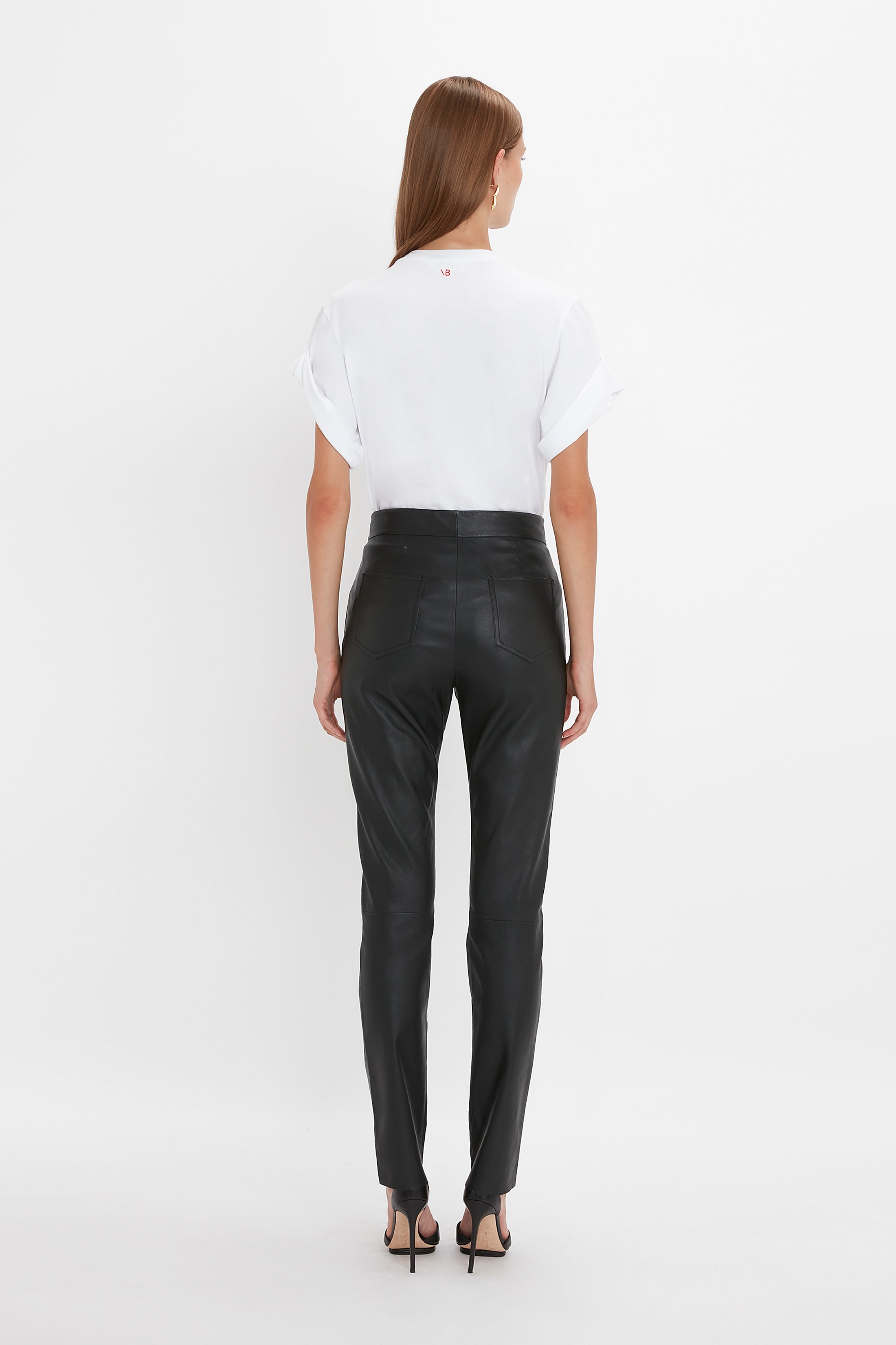 Slim Leather Trouser in Black - 4