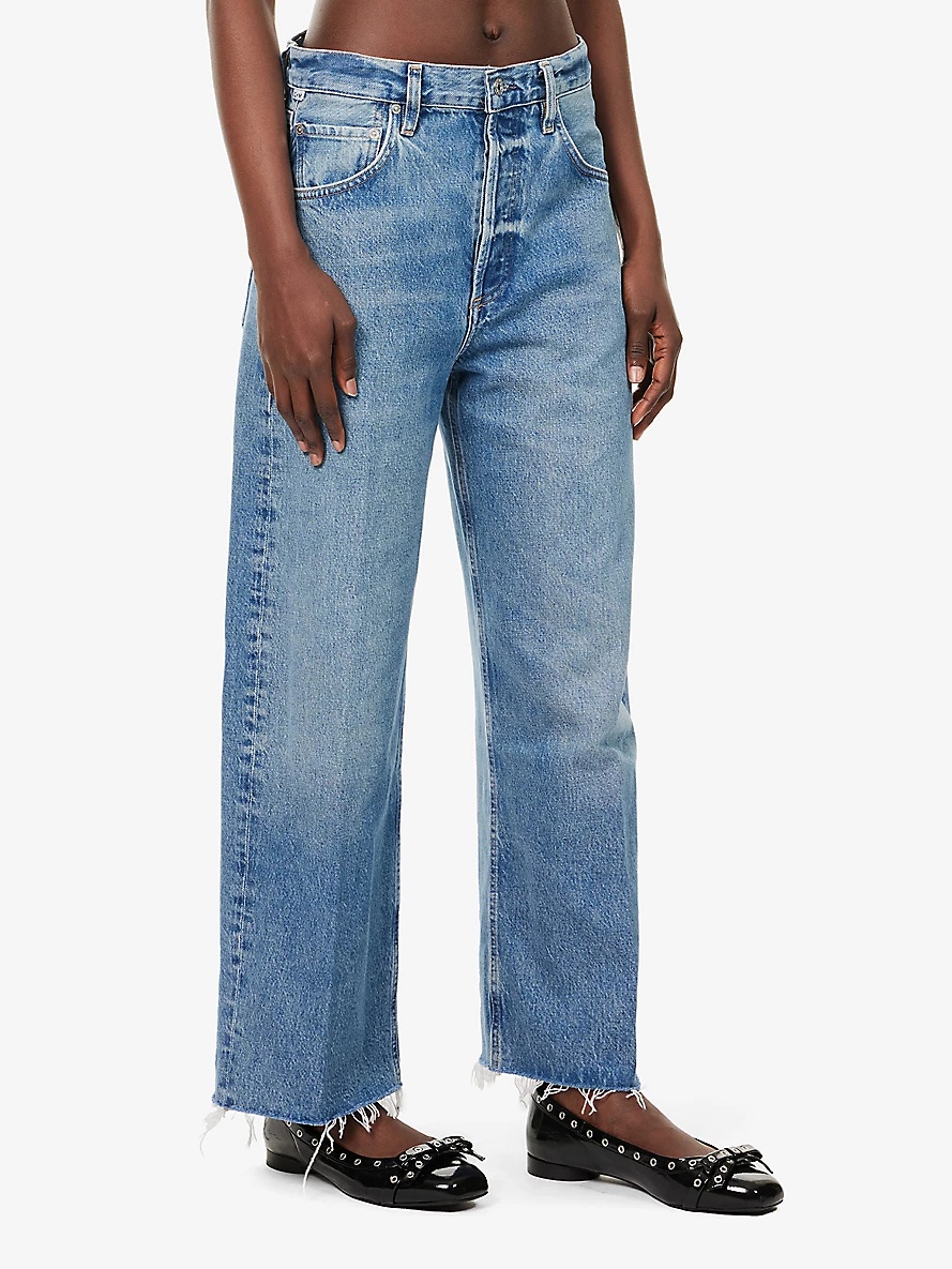 Ayla raw-hem cropped wide-leg denim jeans - 3