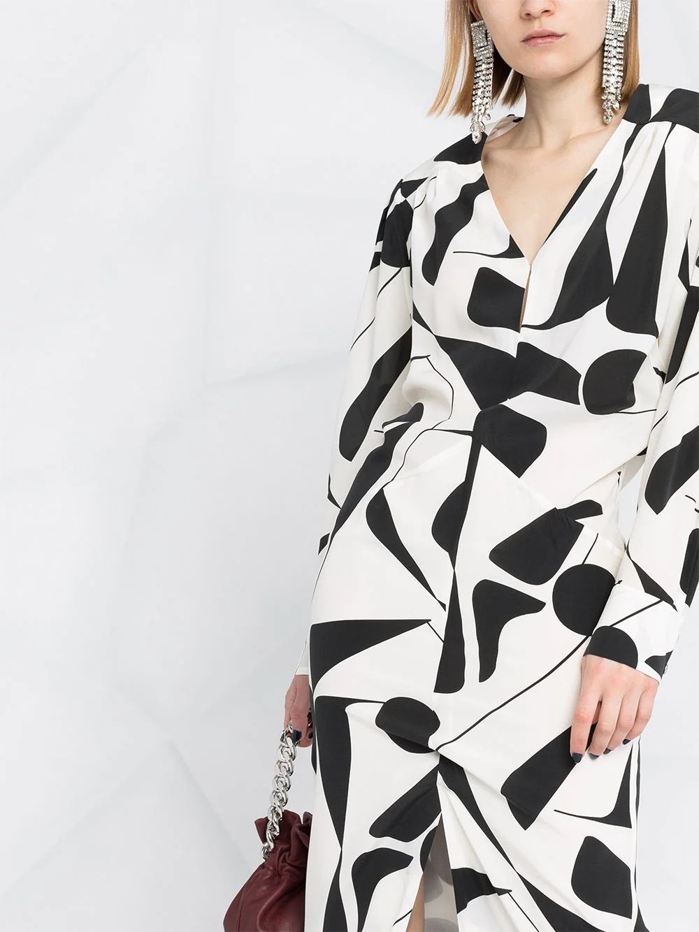 abstract-print silk dress - 5