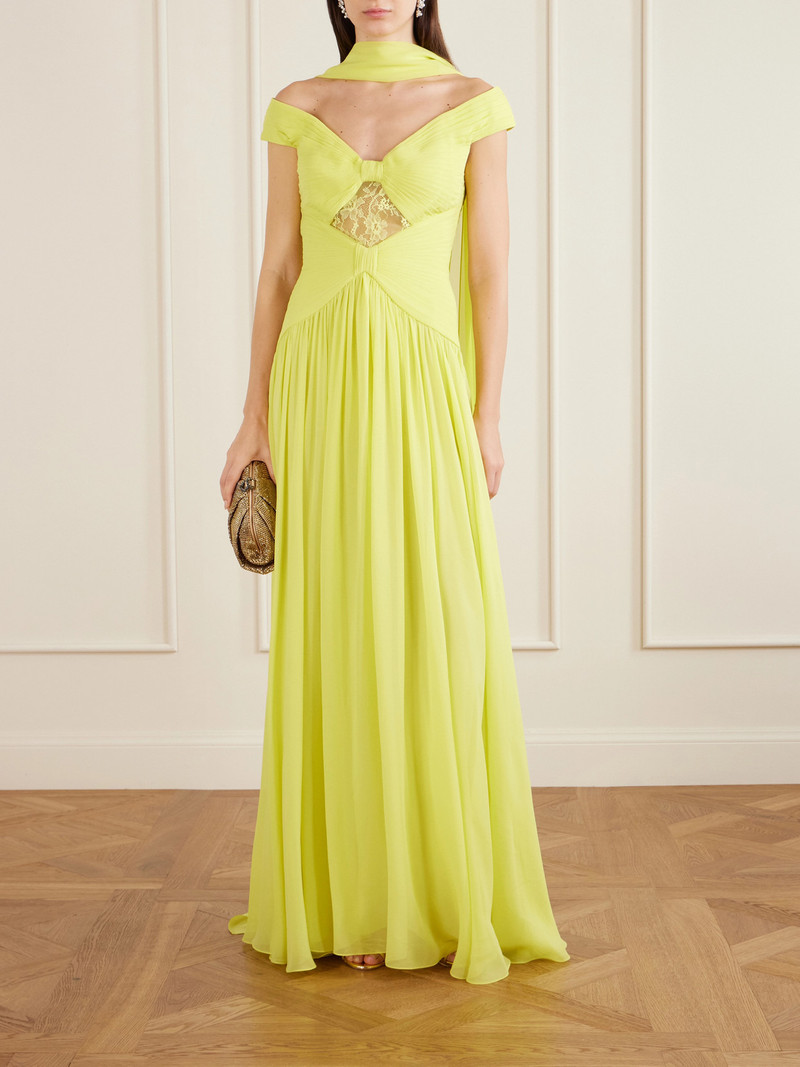ELIE SAAB Lace-trimmed Silk-blend Gown outlook