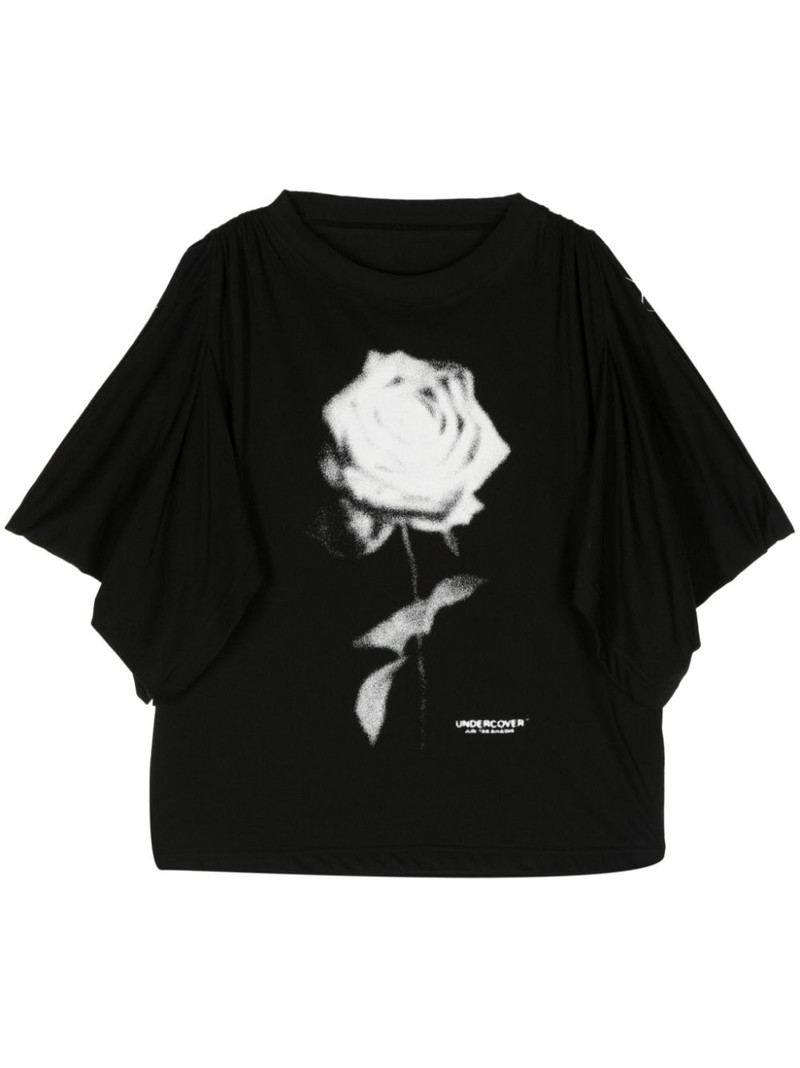 rose-print cotton T-shirt 1