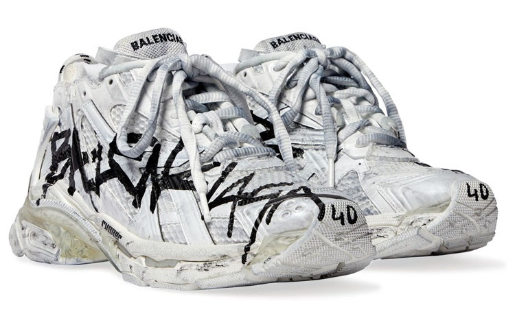 (WMNS) Balenciaga Runner Graffiti 'White' 677402W3RBQ9010 - 3