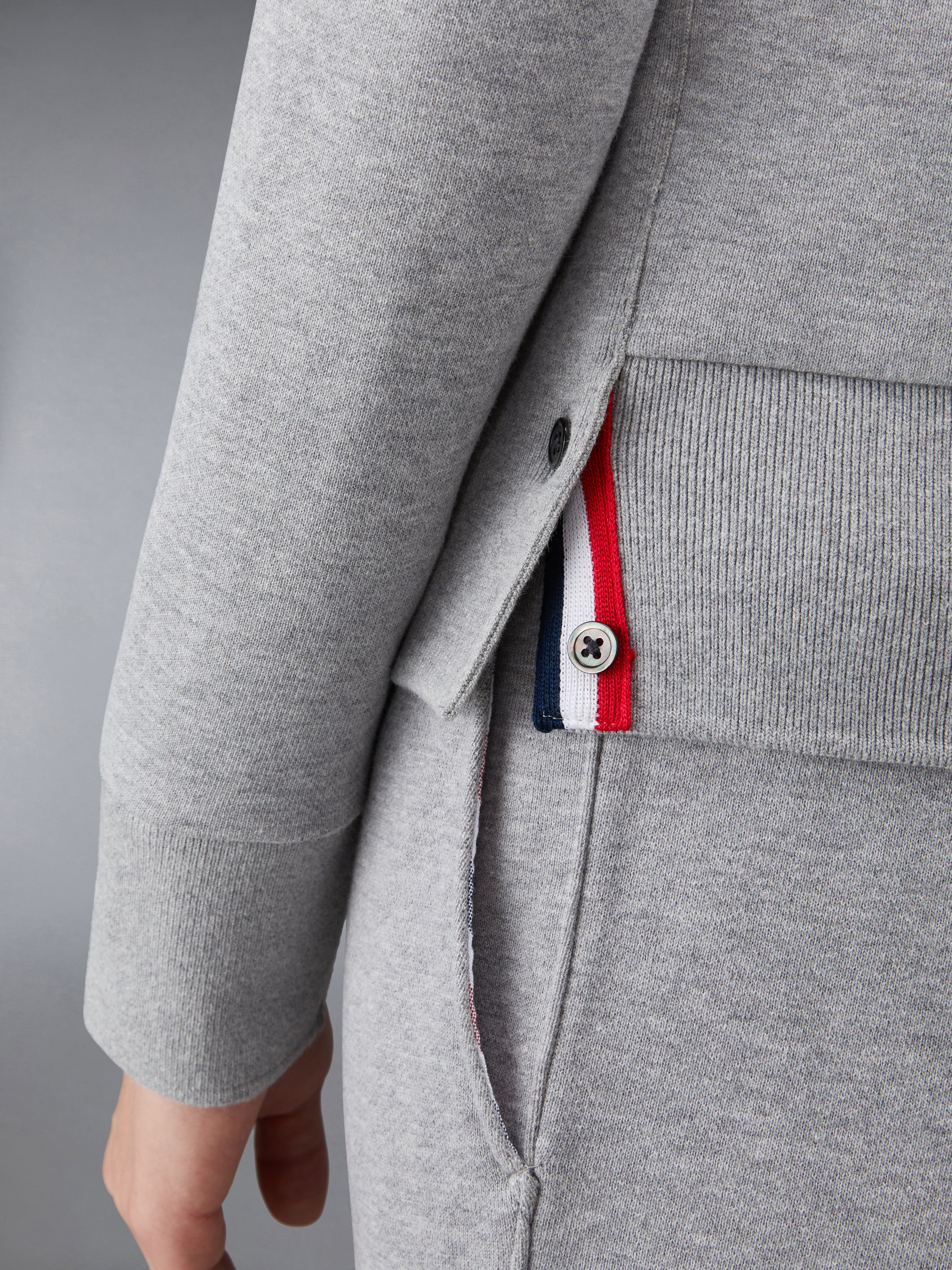 Light Grey Loopback Jersey Knit Engineered 4-bar Stripe Crew Neck Pullover - 5