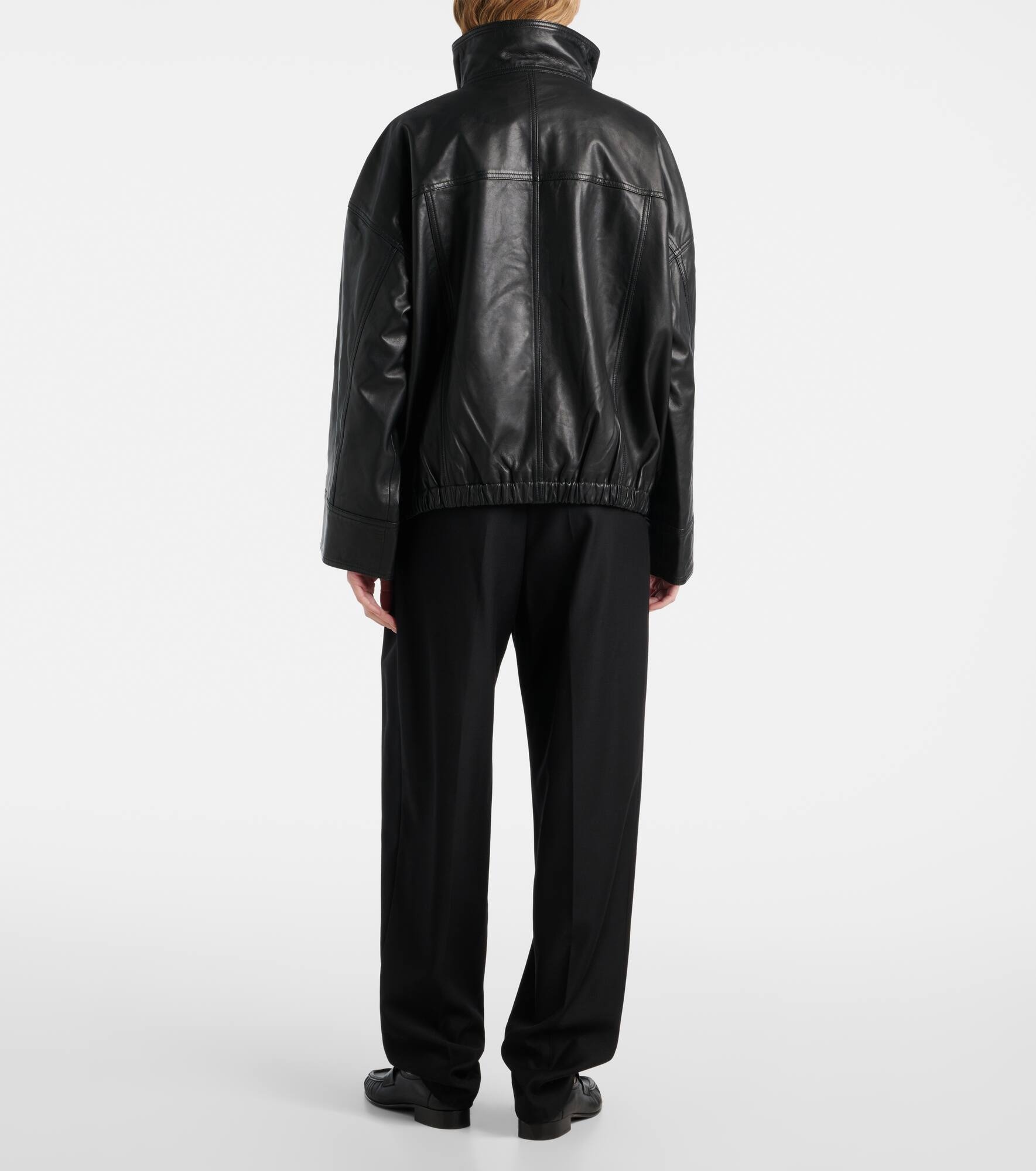 Leather bomber jacket - 3