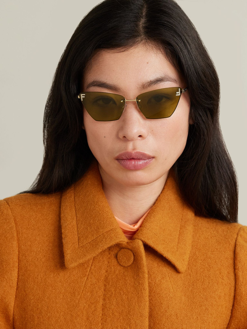 FENDI Rimless cat-eye crystal-embellished rose gold-tone sunglasses Rose gold outlook