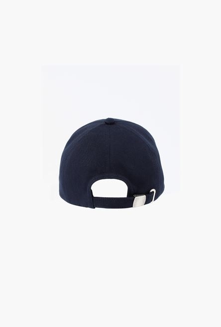 Navy blue cotton cap with black and white Balmain Paris logo - 3