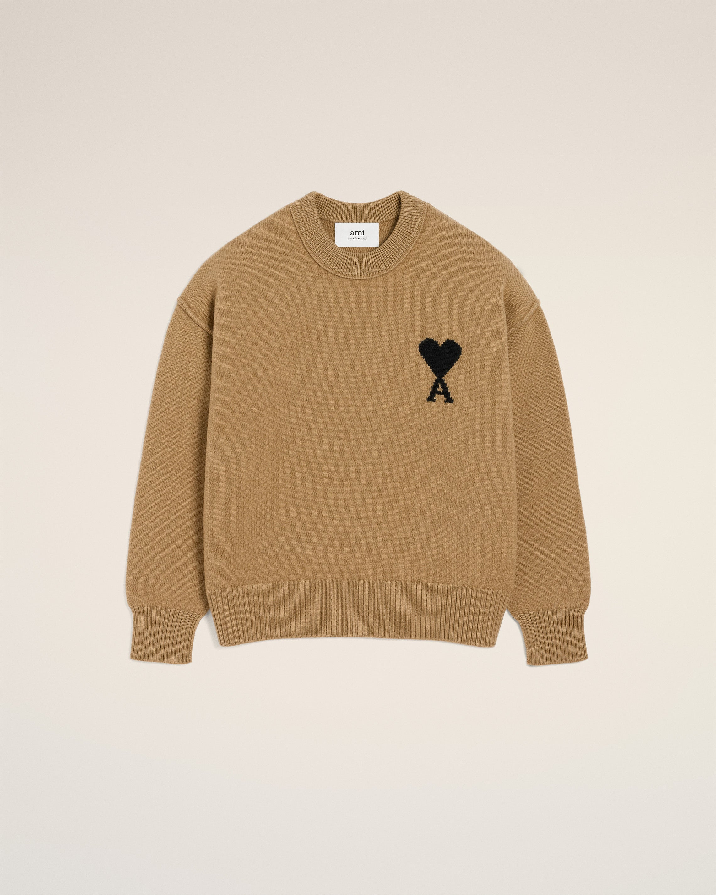 BROWN WOOL AMI DE COEUR CREWNECK SWEATER - 6