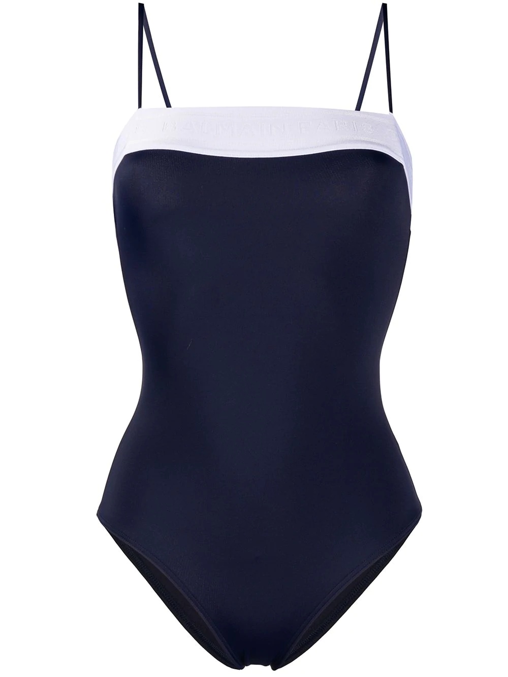 two-tone logo-band swimsuit - 1