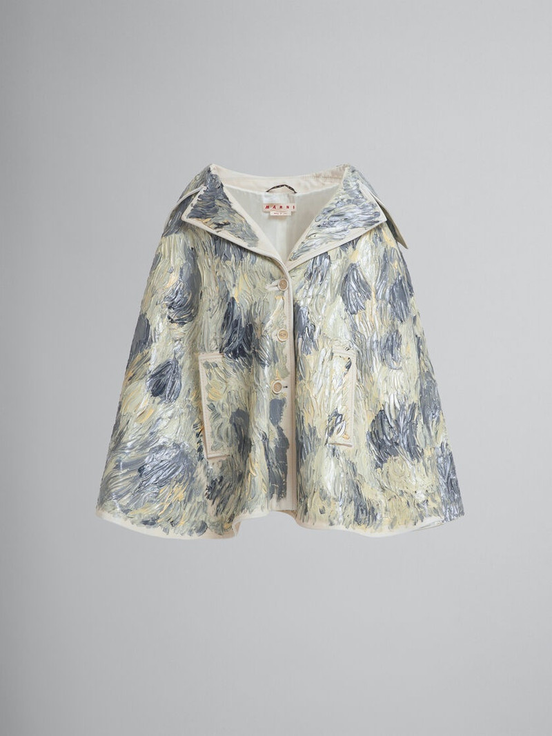 HAND-PAINTED LIGHT YELLOW LEATHER CAPE 1