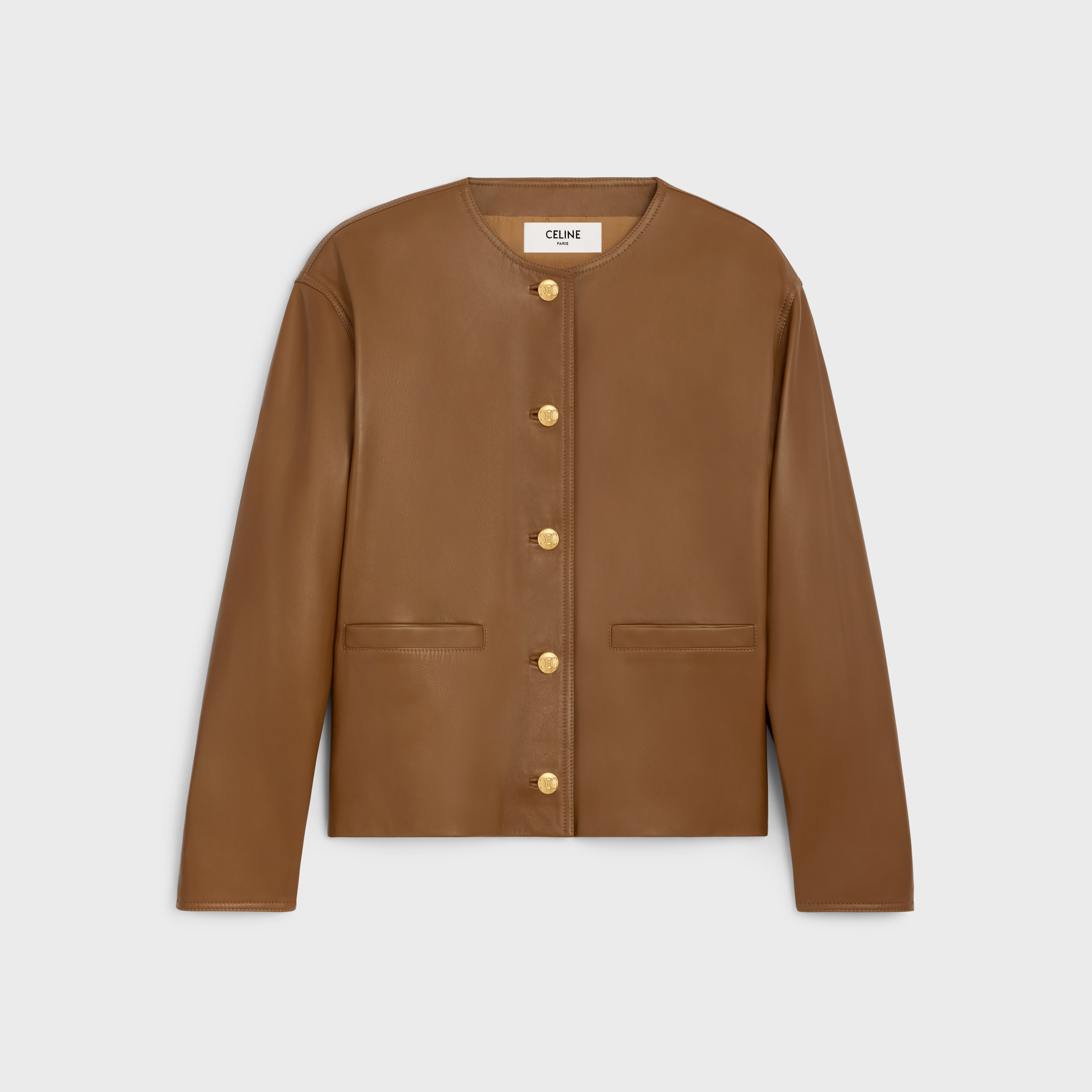 CELINE jacket with pure collar in soft lambskin | REVERSIBLE