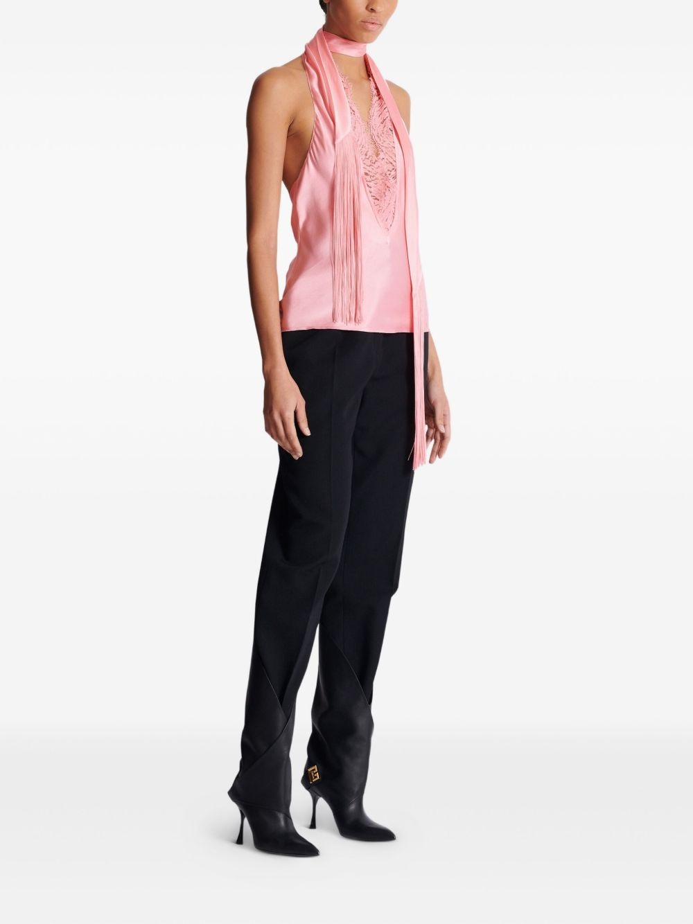 silk halterneck top - 3