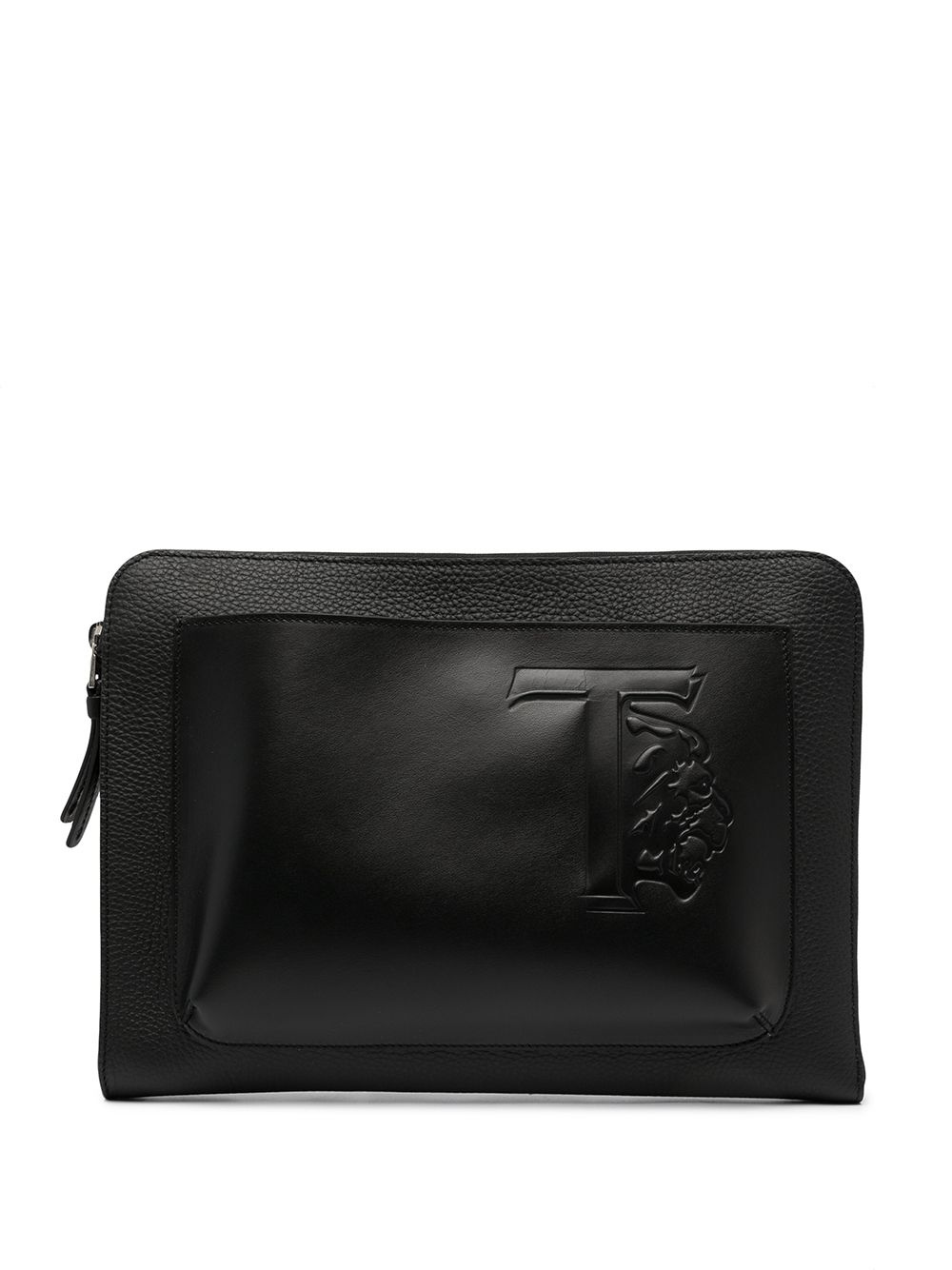 embossed logo leather clutch - 1