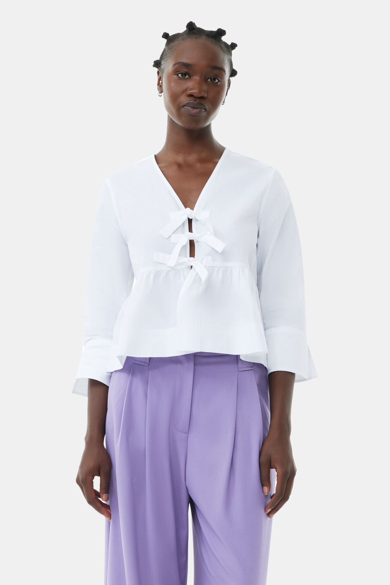 PURPLE LIGHT HIGH WAIST FLARED LEG PANTS - 3