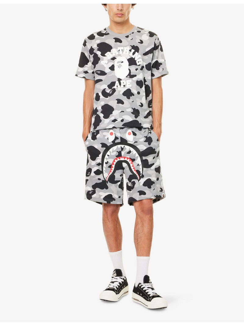 A BATHING APE® Camo Shark Printed Cotton Sweat Shorts outlook