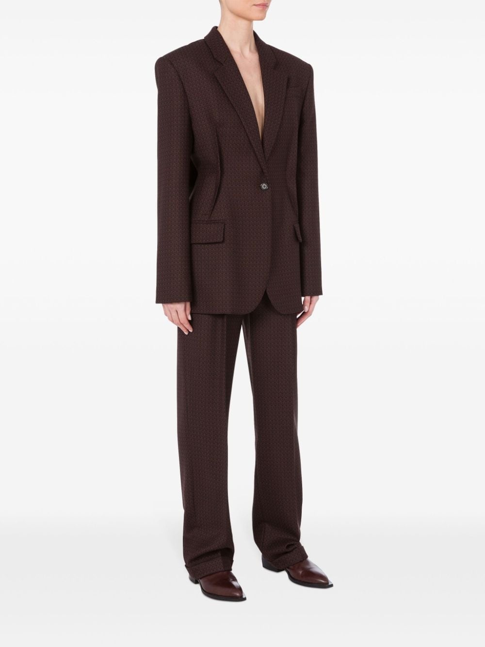 logo print virgin wool blazer - 2